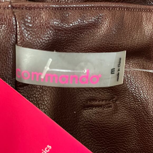 Commando Brown Faux Leather Paperbag Waist Pants NWT Medium Oxblood Color Lined - Picture 12 of 15